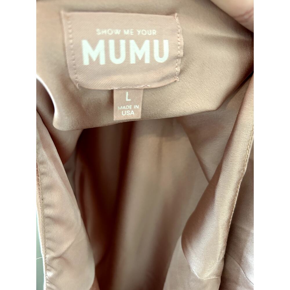 Show Me Your Mumu Jasmine Halter Maxi Dress Rose Gold Luxe Satin L - Picture 7 of 10